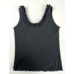 Women's Carol Rose Sleeveless Tank‎ Top Scoop Neckline Sz Small Black Mesh Y2K